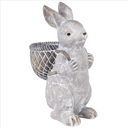 16" Bunny with Basket Bearing Gifts Easter Outdoor Garden Statue - IMAGE 1