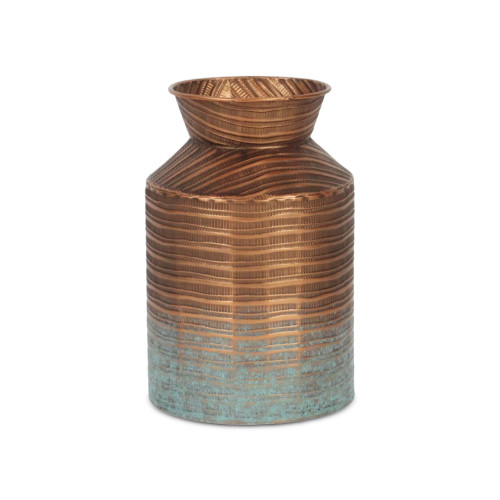 Tapered Cylindrical Milk Jug Vase Tabletop Decoration Copper Toned Metal - Small - 9.25" - IMAGE 1