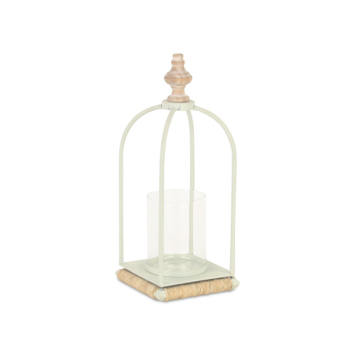 Solid Tabletop Lantern with Candle Holder White - 14.25" - IMAGE 1