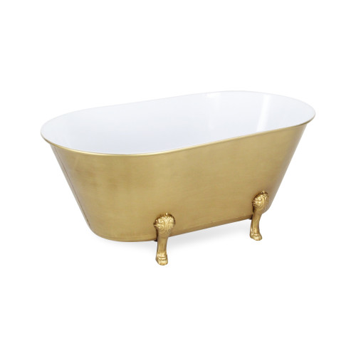 Metal Bathtub Tabletop Decoration - Gold and White - Large - 25" - IMAGE 1
