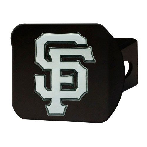 MLB San Francisco Giants Automobile Hitch Cover - 4” - Black and Silver - IMAGE 1