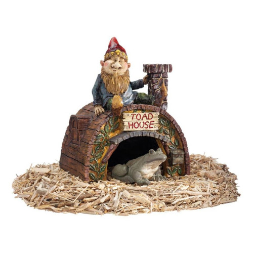 Garden Gnome's "Toad House" Outdoor Garden Statue - 11.5" - IMAGE 1