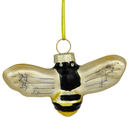 3.25" Black and Yellow Bee Glass Christmas Ornament - IMAGE 1