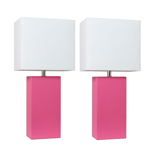 Pack of 2 Pink Table Lamps with White Shades 21" - IMAGE 1
