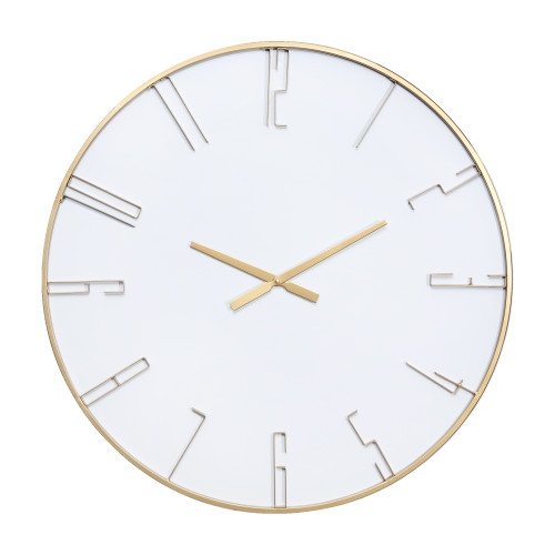 31.5" White and Beige Modern Solid Round Wall Clock - IMAGE 1