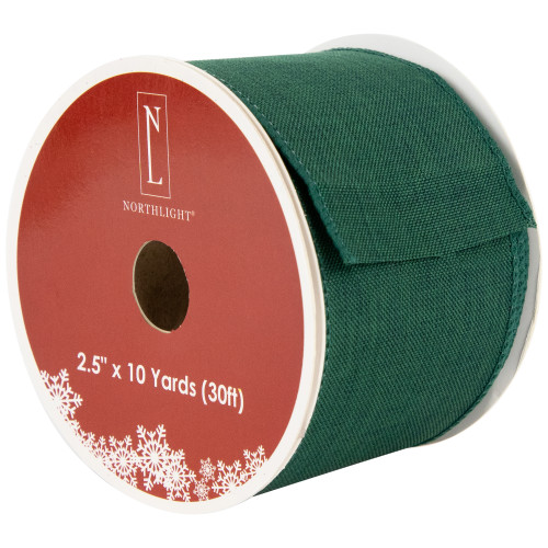 Solid Green Wired Edge Craft Christmas Ribbon 2.5 x 10 Yards - IMAGE 1