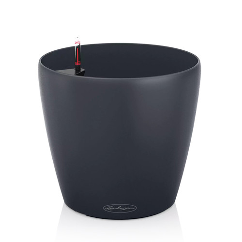 9" Matte Black Classico Round Outdoor Planter with Water Reservoir - IMAGE 1