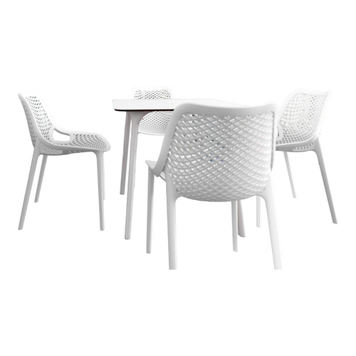 5-Piece White Recyclable Outdoor Patio Dining Set 32.25" - IMAGE 1