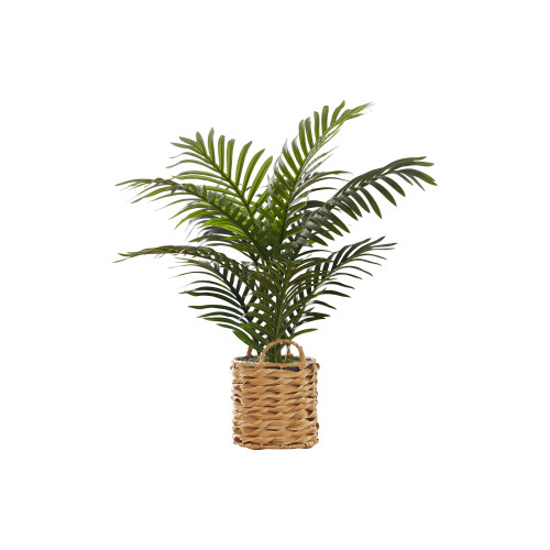Artificial Palm Table Plant in Beige Woven Basket - 25" - IMAGE 1
