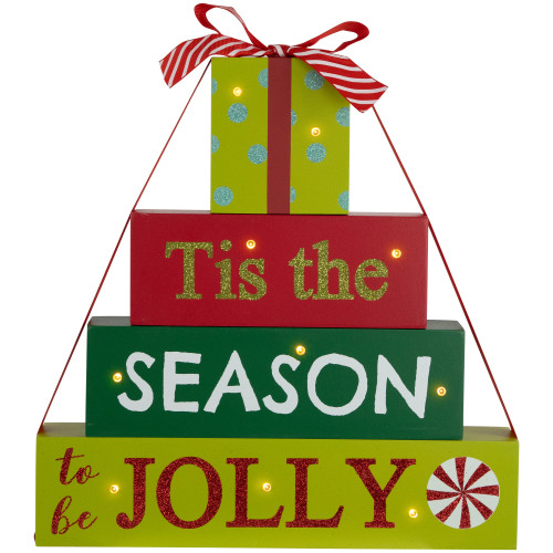 Lighted "Tis The Season To Be Jolly" Christmas Decoration - 11.75" - IMAGE 1