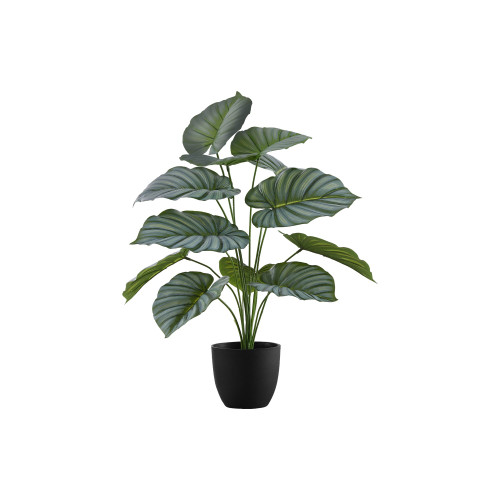 Calathea Artificial Faux Table Plant in Black Pot - 23.5" - IMAGE 1