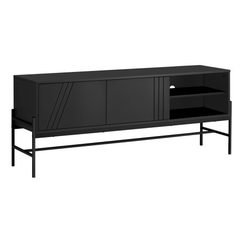 TV Stand with Storage Cabinet with Media Console - 60" - Black - IMAGE 1