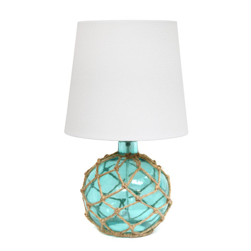 Glass Wrapped in Rope Table Lamp with Empire Shade - 14.75" - Blue - IMAGE 1
