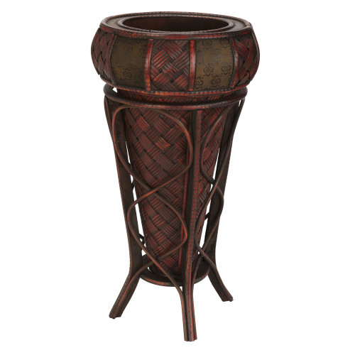 22" Brown Decorative Wicker Stand Planter - IMAGE 1