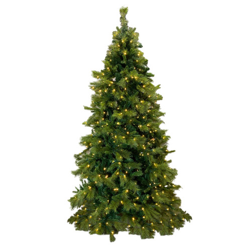 9' Pre-Lit Full Mixed Pine Artificial Christmas Tree, Warm White Glow WW LED Lights - IMAGE 1