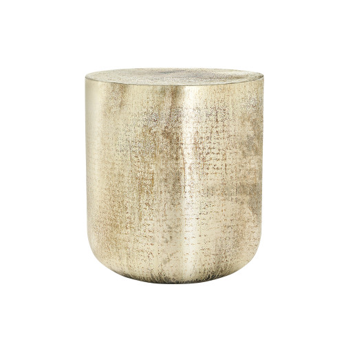 Hammered Hand Crafted Drum Shaped Accent Table - 22" Antique Gold - IMAGE 1