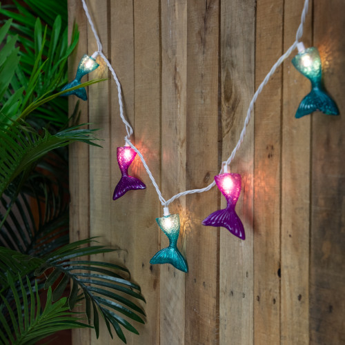 Mermaid Tails Patio Light Set - 6' White Wire - 10ct - IMAGE 1
