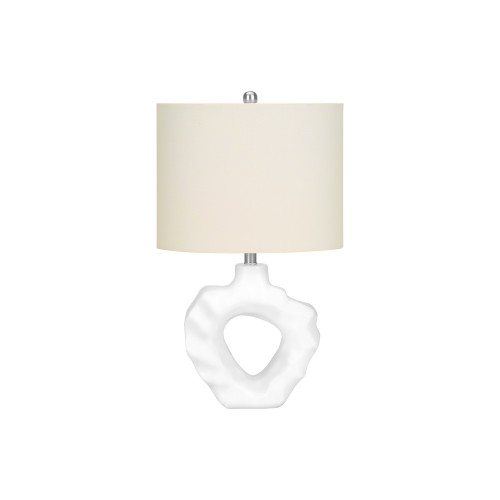 Rippled Sculptural Base Table Lamp with Drum Shade - 25" - Cream and Ivory - IMAGE 1