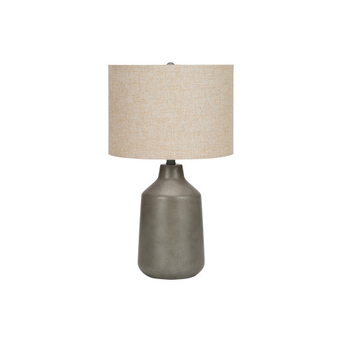 Vintage Concrete Base Table Lamp with Beige Shade - 24" Gray - IMAGE 1