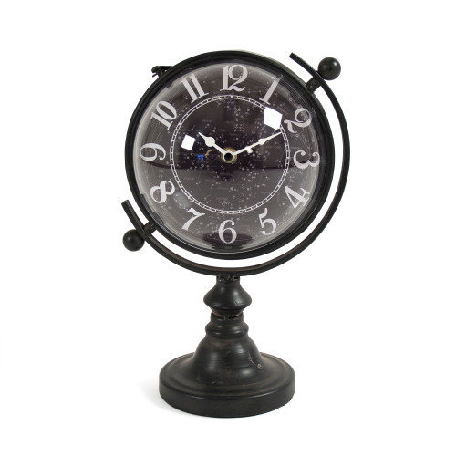 11.75" Black and White Contemporary Globe Desk Clock - IMAGE 1
