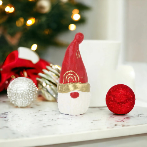 Santa Gnome Cast Iron Tabletop Christmas Decoration - Large - 4.5" - IMAGE 1