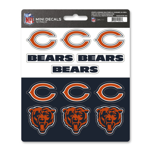 12ct NFL Chicago Bears Automotive Mini Decal Stickers 6.25” - IMAGE 1
