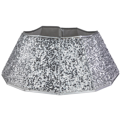 26" Silver Sequins Hexagonal Christmas Tree Collar - IMAGE 1