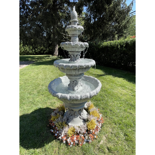 Cascading French Quarter Outdoor Garden Fountain - 84" - Antique Stone Finish - IMAGE 1