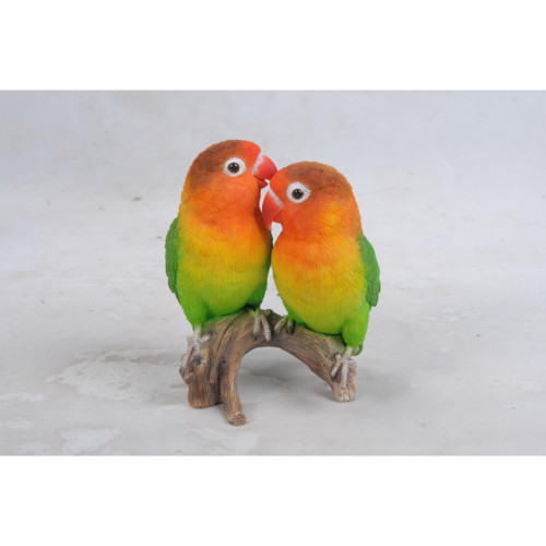 Parrots on Tree Branch Outdoor Garden Statue - 5.25" - IMAGE 1