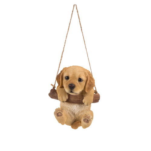 Hanging Golden Retriever Puppy Outdoor Garden Statue - 5.5" - IMAGE 1