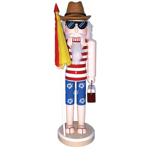 14" Red and Blue Day at the Beach Christmas Nutcracker - IMAGE 1