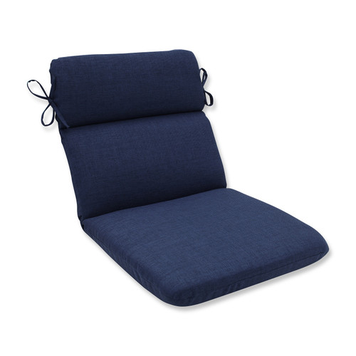 40.5" Summer Storm Indigo Blue Outdoor Patio Tri Fold Chair Cushion with Ties - IMAGE 1
