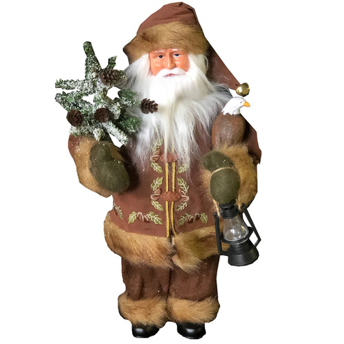 16" Standing Santa Christmas Figure with a Lamp and an Eagle - IMAGE 1