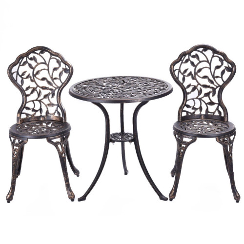 3-Piece Brown Leaves Outdoor Patio Bistro Set 27.75" - IMAGE 1