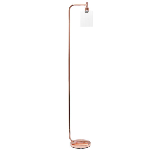 Lantern Floor Lamp with Cylindrical Glass Shade - 67" - Rose Gold - IMAGE 1