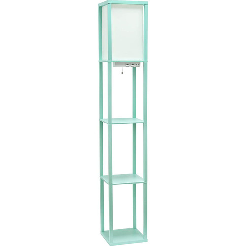 Floor Lamp with Storage Shelf and USB Ports - 62.5" - Aqua Blue - IMAGE 1