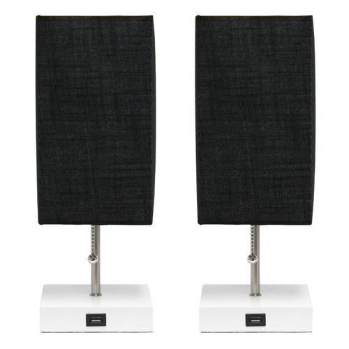 Stick Table Lamps with Rectangular Shade - 14.25" - Black and White - Set of 2 - IMAGE 1