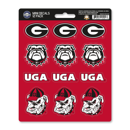 12ct NCAA University of Georgia Bulldogs Automotive Mini Decal Stickers 6.25” - IMAGE 1