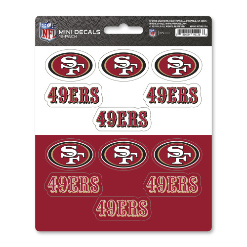 12ct NFL San Francisco 49ers Automotive Mini Decal Stickers 6.25” - IMAGE 1
