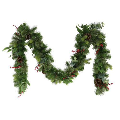 Berries and Pine Cones Artificial Christmas Garland - 9' x 10" - Unlit - IMAGE 1