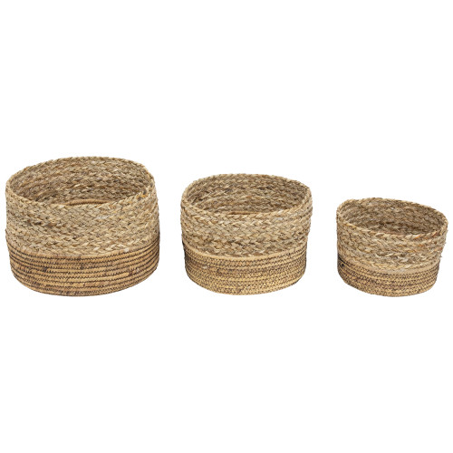 Set of 3 Braid and Twist Woven Seagrass Storage Baskets 9.75" - IMAGE 1