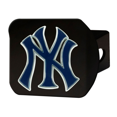 4” MLB New York Yankees Black Automobile Hitch Cover - IMAGE 1
