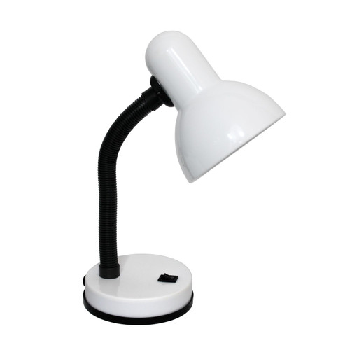 13.75" White and Black Metallic Desk Lamp with Flexible Hose Neck - IMAGE 1