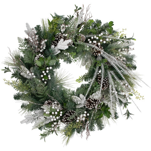 Real Touch™️ Frosted Pinecones and Berries Christmas Wreath - 36" - Unlit - IMAGE 1