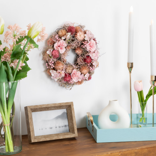 Mixed Floral Mini Artificial Spring Wreath - 10" - Pink - IMAGE 1