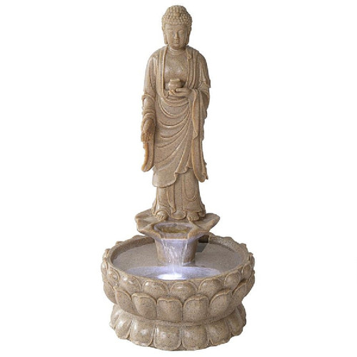 Large Earth Witness Buddha Illuminated Garden Fountain - 32.5" - IMAGE 1