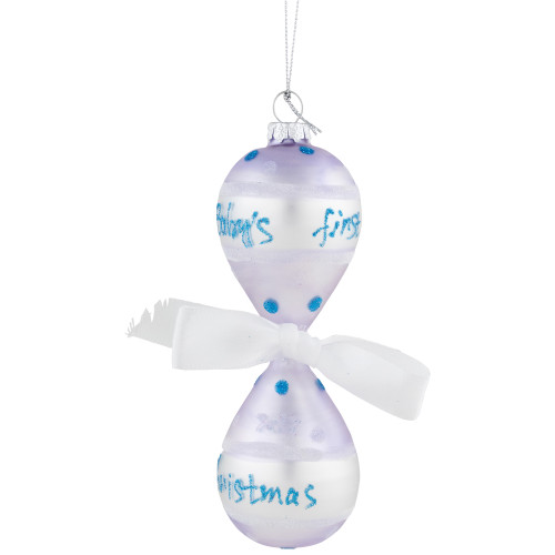 Baby Boy's First Christmas 2023 Glass Ornament - 5" - IMAGE 1