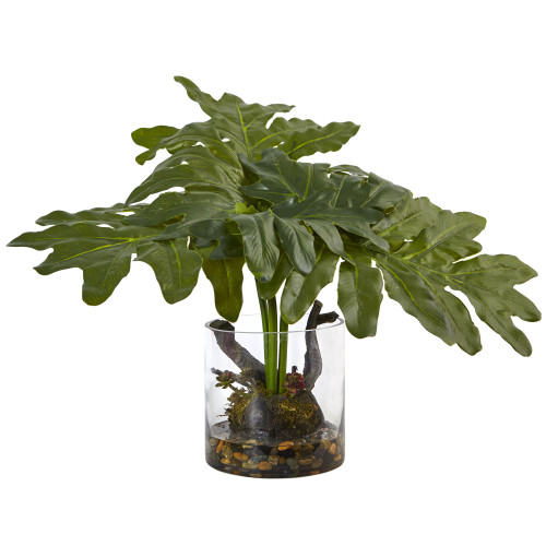 23" Artificial Philodendron Arrangement in Vase - IMAGE 1