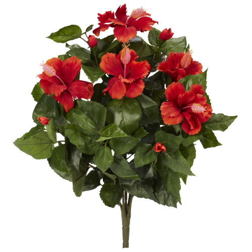 Set of 4 Red Hibiscus Artificial Plants 20" - IMAGE 1