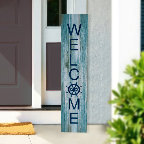 Weathered Coastal "Welcome" Porch Board Sign Decoration - 35.75" - IMAGE 1